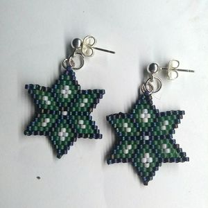 🍁HP🎄Christmas Holiday Green Beaded Earrings NWT